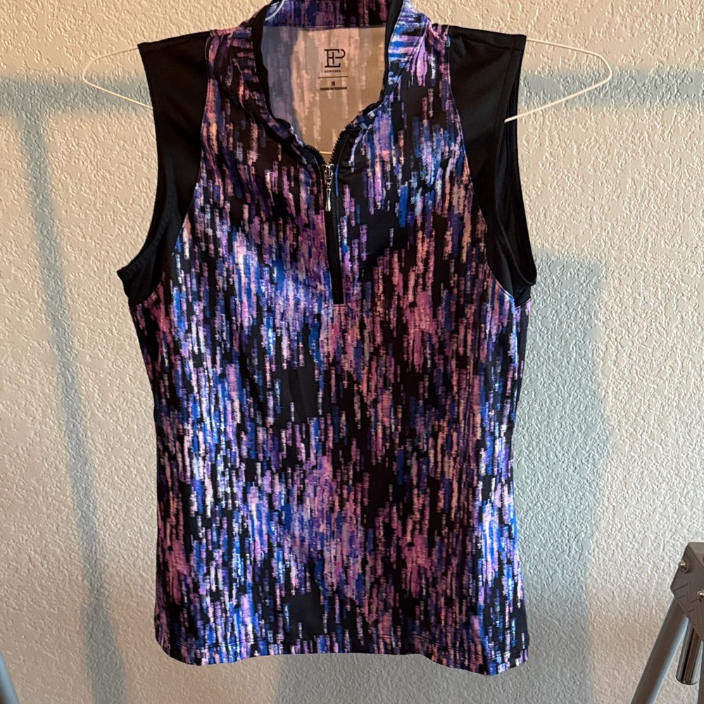 EP Pro Women's Sleeveless purple/black/blue Patterned 1/4 zip